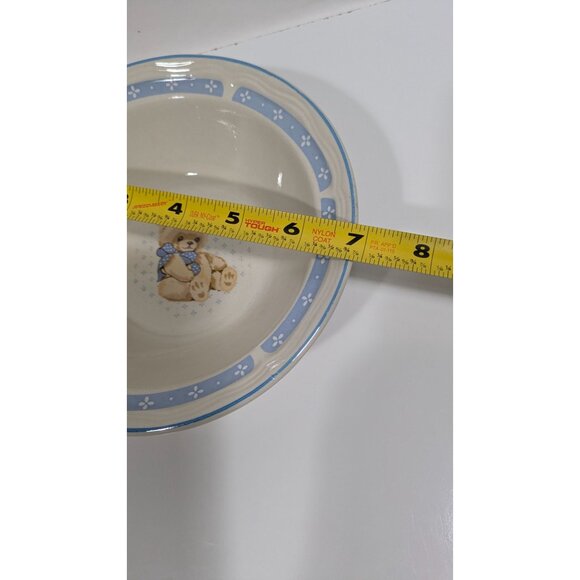 Tienshan Stoneware Teddy Bear Blue Floral Rim Childs Bowl - Picture 11 of 11